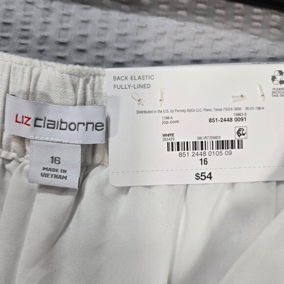 Liz Claiborne Women's NWT Linen Blend Wide Leg Fully Lined High Rise Pants - Picture 4 of 11